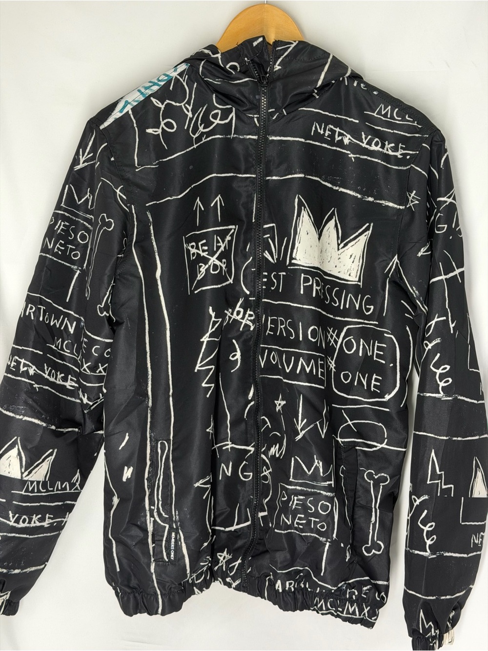 Jean-Michel Basquiat Members Only Windbreaker Jacket Mens Small Beat Bop Art AOP